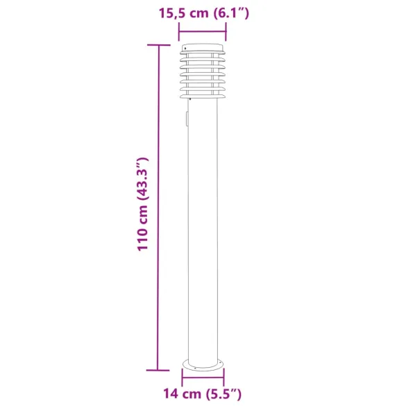Lampă Exterioară cu Priză, Oțel Inox, Negru, 110 cm