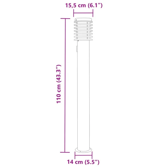 Lampă Podea Exterior cu Priză - Argintiu, IP44, Oțel Inox