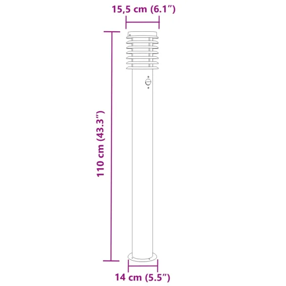 Lampă senzor exterior 110cm - Oțel Inox | Livrare Gratuită