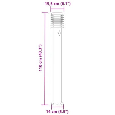Lampă senzor exterior 110cm - Oțel Inox | Livrare Gratuită