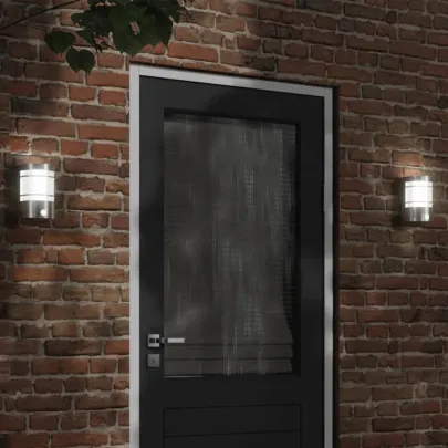 Lămpi Exterior cu Senzor Mișcare 2 buc - Oțel Inox IP44