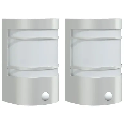 Lămpi Exterior cu Senzor Mișcare 2 buc - Oțel Inox IP44