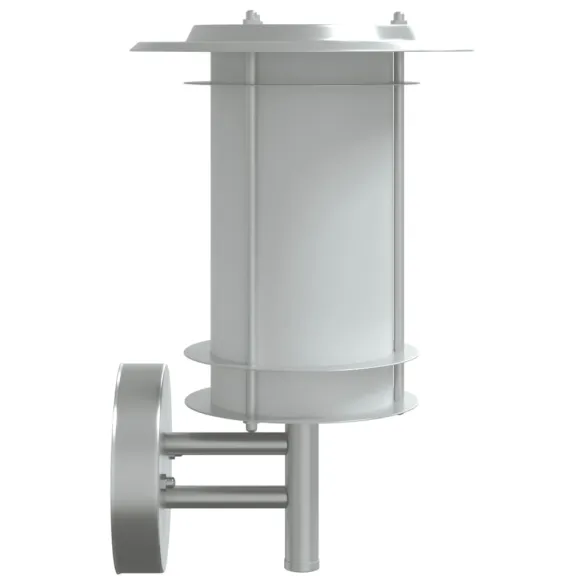 Lămpi de Perete Exterior 2 buc - Argintiu, Oțel Inox | Livrare Gratuită