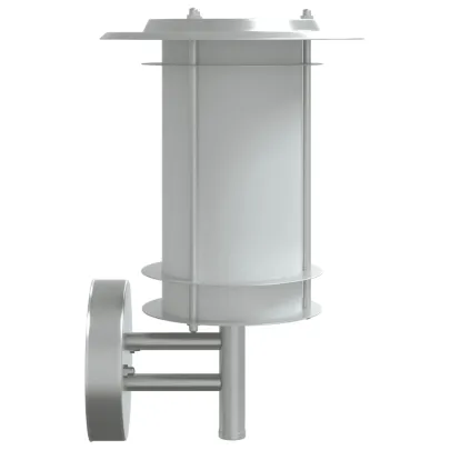 Lămpi de Perete Exterior 2 buc - Argintiu, Oțel Inox | Livrare Gratuită