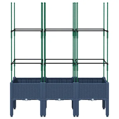 Jardinieră Grădină cu Spalier - Albastru Gri - PP - 120x40x142,5 cm