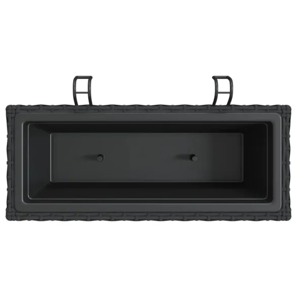 Jardiniere cu Cârlige Negre - 2 bucăți - Poliratan Durabil