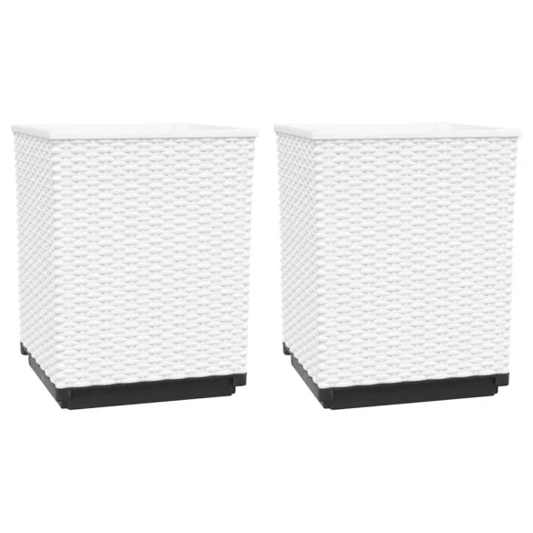 Jardiniere Polipropilena - Set 2 Bucati - Alb - 30x30x37 cm