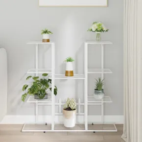 Suport Flori Metalic Alb - Rafat Plantas Interior/Exterior