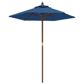 Umbrelă Soare Grădină Lemn Masiv - Albastru | Livrare Gratuită 2