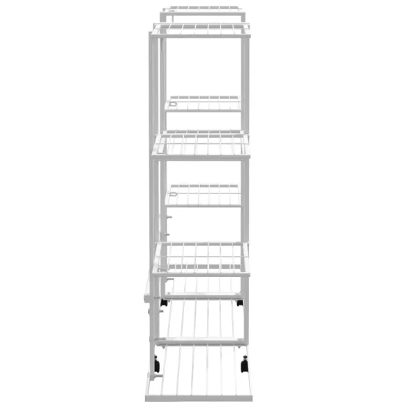 Suport Mobil pentru Flori cu Roti - Alb - Fier