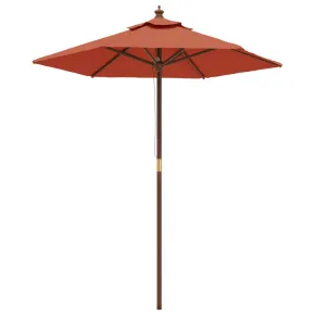 Umbrelă de soare grădină lemn cărămiziu 196x231 cm 2