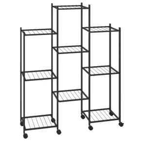 Suport Mobil pentru Flori cu Roti - Negru | Fier Durabil 2