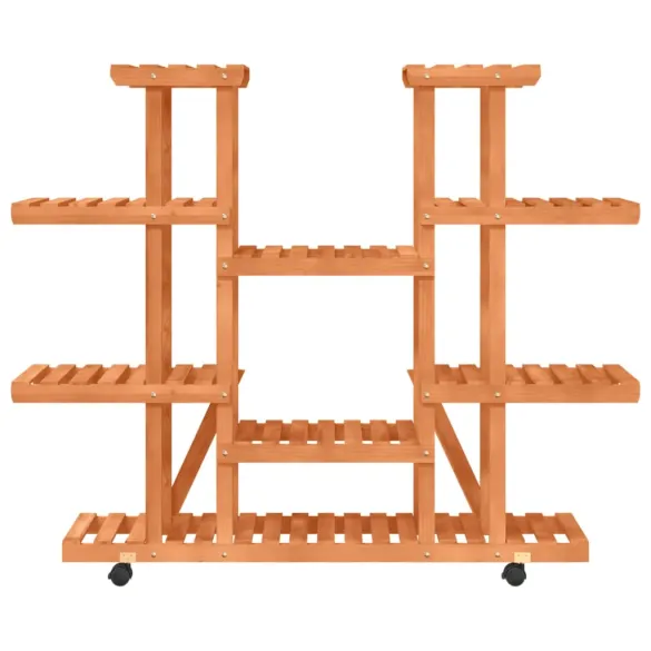 Suport cu Roti pentru Plante - Lemn Masiv de Brad