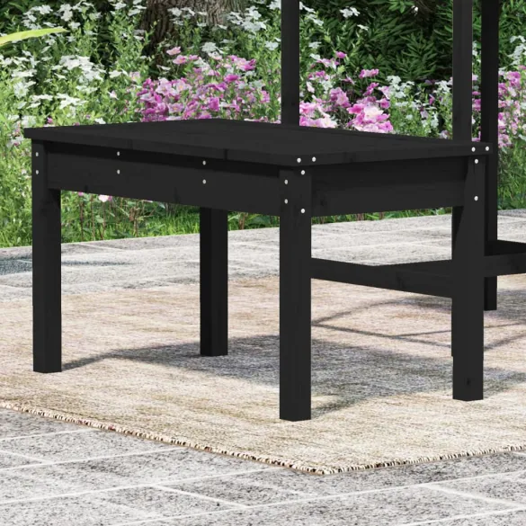 Bancă Grădină Lemn Masiv Pin - Negru - 80x44x45 cm Bancă Grădină Lemn Masiv Pin - Negru - 80x44x45 cm