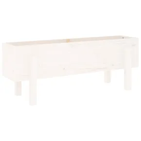 Strat Înălțat Grădină Alb - Lemn Masiv de Pin - Livrare Gratuită 2