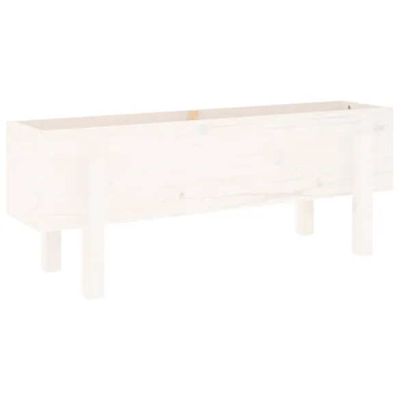 Strat Înălțat Grădină Alb - Lemn Masiv de Pin - Livrare Gratuită