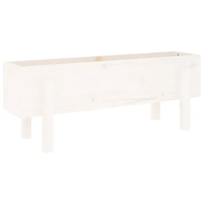 Strat Înălțat Grădină Alb - Lemn Masiv de Pin - Livrare Gratuită