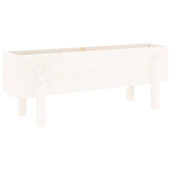 Strat Înălțat Grădină Alb - Lemn Masiv de Pin - Livrare Gratuită