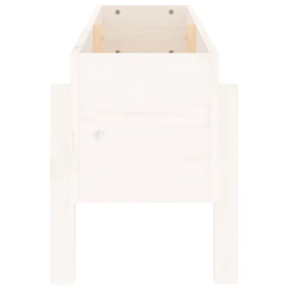 Strat Înălțat Grădină Alb - Lemn Masiv de Pin - Livrare Gratuită