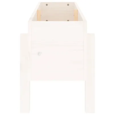 Strat Înălțat Grădină Alb - Lemn Masiv de Pin - Livrare Gratuită