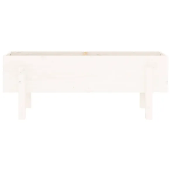 Strat Înălțat Grădină Alb - Lemn Masiv de Pin - Livrare Gratuită