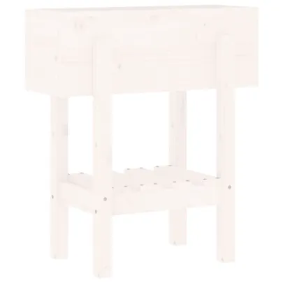 Jardinieră Grădină Albă din Lemn Masiv de Pin - 62x30x69 cm