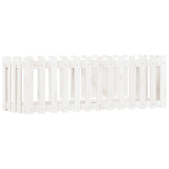 Pat Înălțat Grădină Gard Alb Lemn Pin | Livrare Gratuită