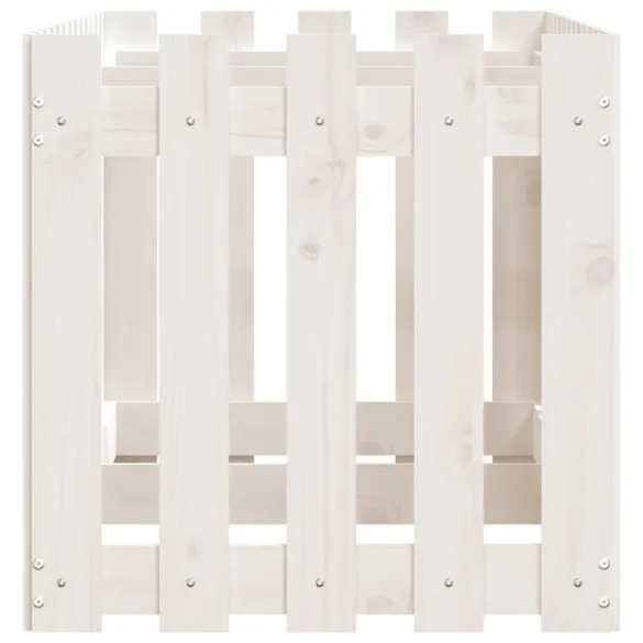 Pat Înălțat Grădină Gard Alb Lemn Pin | Livrare Gratuită