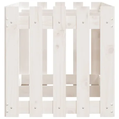 Pat Înălțat Grădină Gard Alb Lemn Pin | Livrare Gratuită