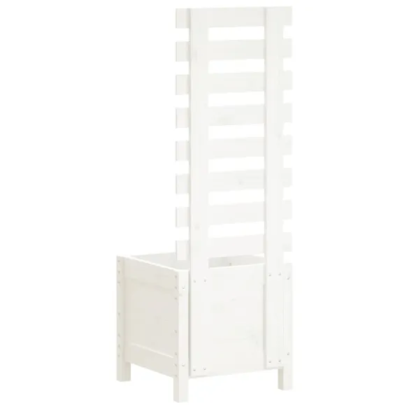 Jardinieră Grădină Lemn Masiv Pin cu Raft Alb