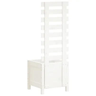 Jardinieră Grădină Lemn Masiv Pin cu Raft Alb