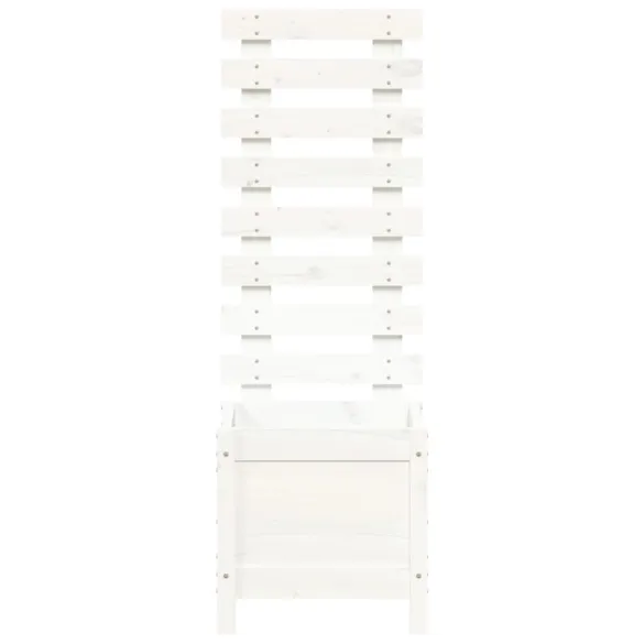 Jardinieră Grădină Lemn Masiv Pin cu Raft Alb