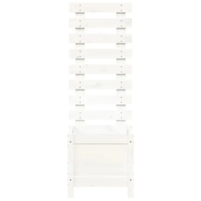 Jardinieră Grădină Lemn Masiv Pin cu Raft Alb