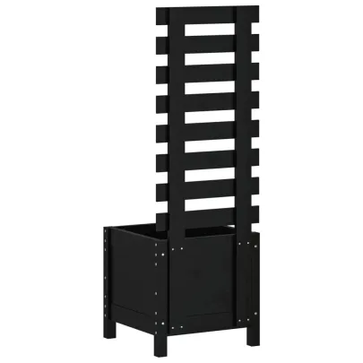 Jardinieră grădină cu raft negru - Lemn masiv pin | Livrare gratuită