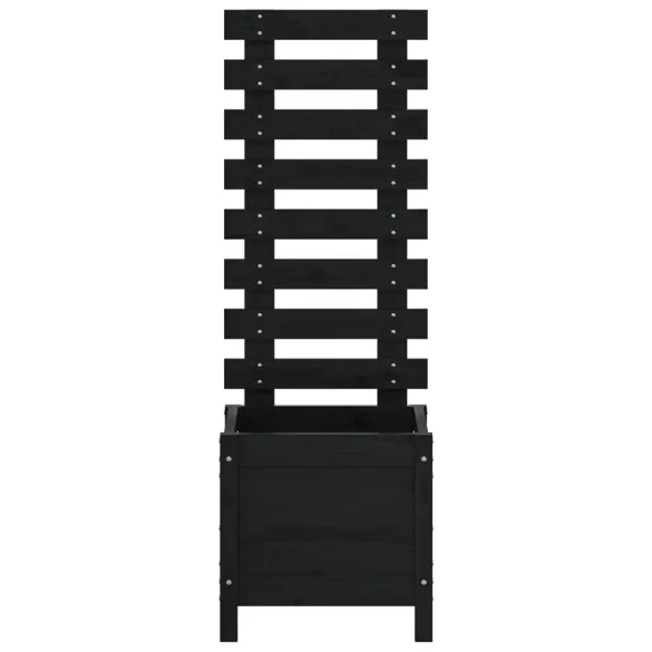 Jardinieră grădină cu raft negru - Lemn masiv pin | Livrare gratuită