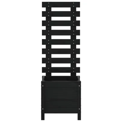 Jardinieră grădină cu raft negru - Lemn masiv pin | Livrare gratuită