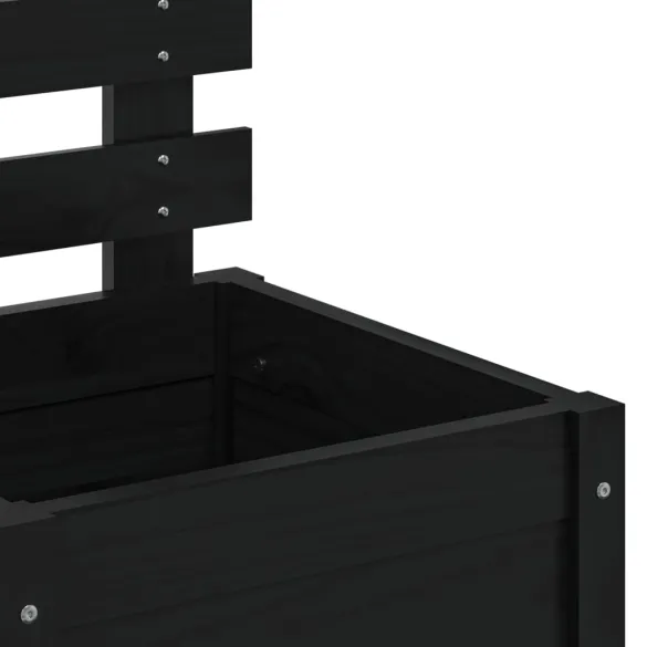 Jardinieră grădină cu raft negru - Lemn masiv pin | Livrare gratuită
