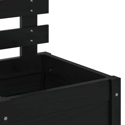 Jardinieră grădină cu raft negru - Lemn masiv pin | Livrare gratuită