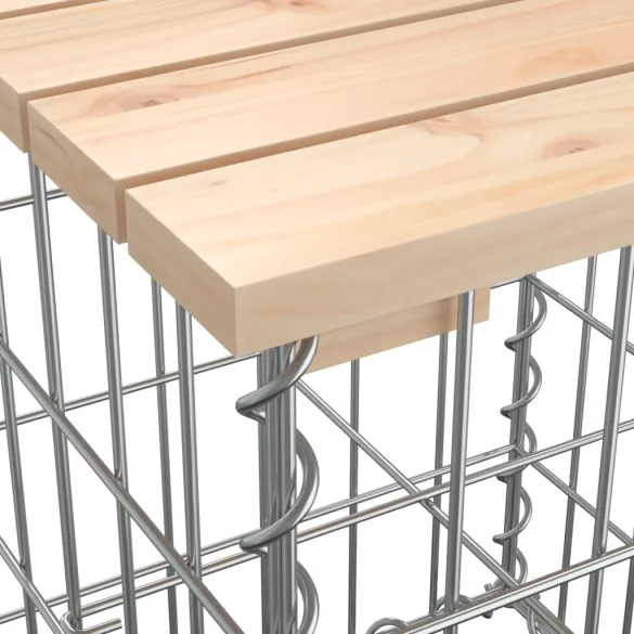 Bancă Grădină Design Gabion - Lemn Masiv Pin