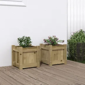 Jardiniere Lemn de Pin Impregnat - Set 2 Bucăți | Livrare Gratuită
