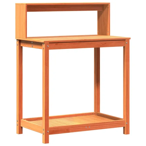 Masă Plantare Lemn Masiv Pin cu Rafturi | Livrare Gratuită