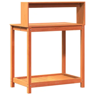 Masă Plantare Lemn Masiv Pin cu Rafturi | Livrare Gratuită