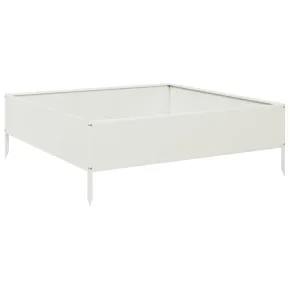 Strat Înălțat Grădină Alb din Oțel 100x100x33,5 cm 2