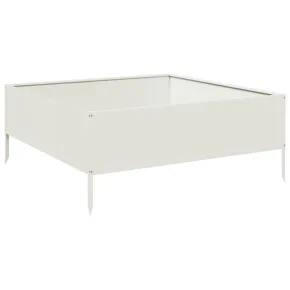 Strat Înălțat Grădină Alb - Oțel 100x100x25 cm - Livrare Gratuită 2