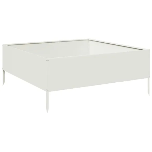Strat Înălțat Grădină Alb - Oțel 100x100x25 cm - Livrare Gratuită