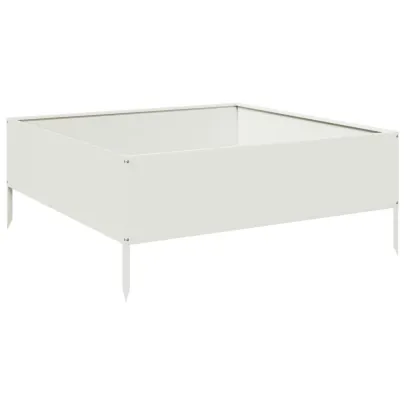 Strat Înălțat Grădină Alb - Oțel 100x100x25 cm - Livrare Gratuită