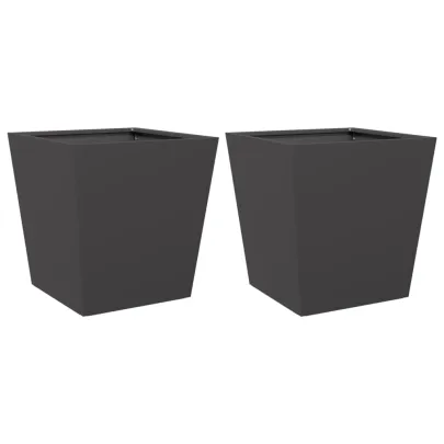 Jardiniere Grădină Oțel Negru - 2 bucăți - 40x40 cm