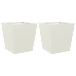 Jardiniere Grădină Oțel - Set 2 Bucăți - Alb - 40x40x40 cm 2