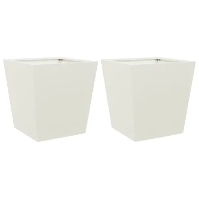 Jardiniere Grădină Oțel - Set 2 Bucăți - Alb - 40x40x40 cm