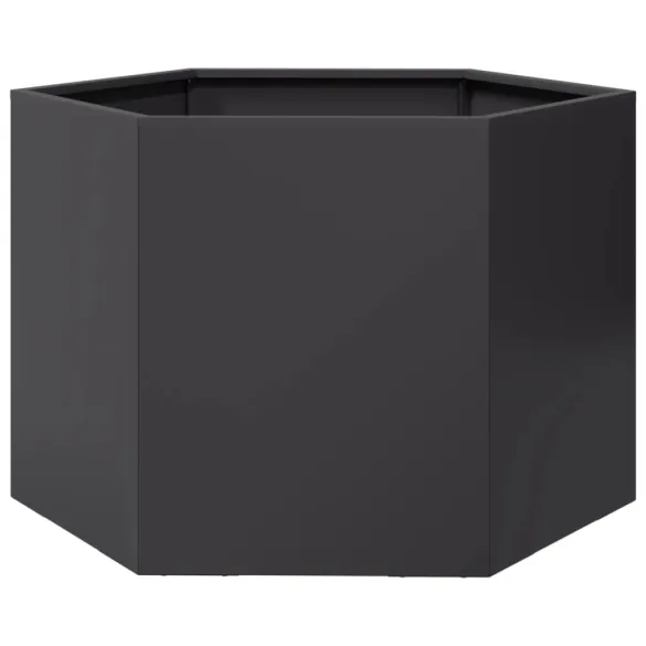 Jardinieră Grădină Oțel Hexagonal Negru 69x60x45 cm